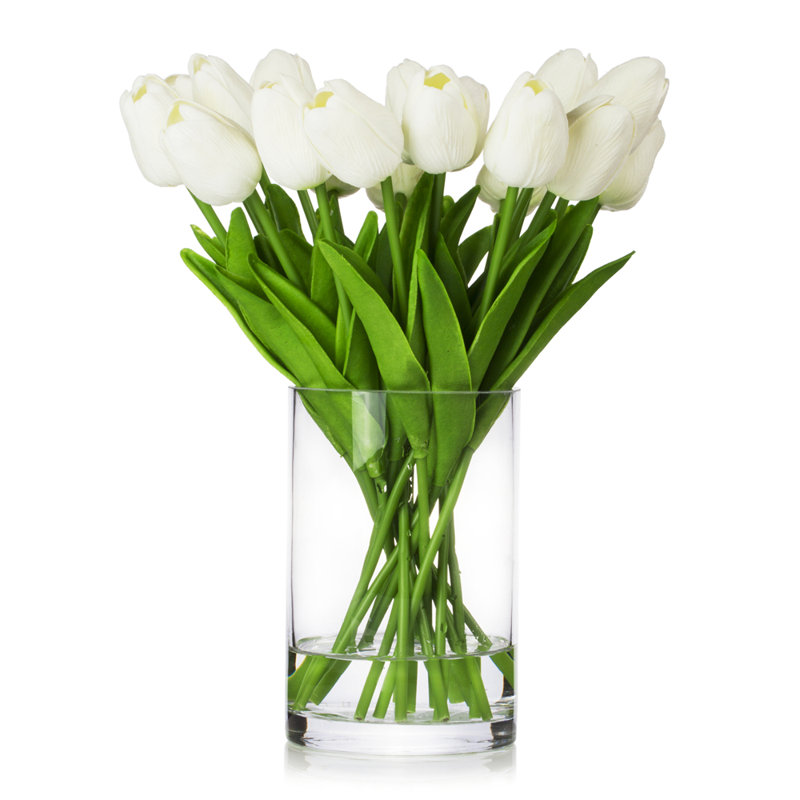 Primrue Real Touch Flower Tulips Centerpiece in Vase & Reviews Wayfair